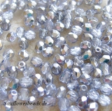 50 Stück - 4 mm Glasschliffperlen- crystal half silver