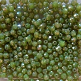 50 Stück-4 mm Glasschliffperlen-grün opal picasso