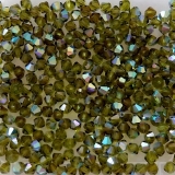 50 Stück - Glasschliffbicone 4 mm - olivine AB