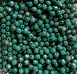 50 Stück - 4 mm Glasschliffperlen - dark grün türkis travertin