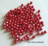 50 Stück - 4 mm Glasschliffperlen - red coral hämatit