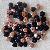 50 Stück - Perlen Linsen schwarz caprigold