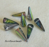 10 Stück - Spike beads - crystal vitrail