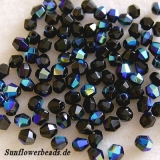 50 Stück - 4 mm Glasschliff Sun Shapes - schwarz AB