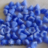 20 Stück Blüten - blau marmoriert
