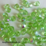 25 Stück - 6 mm Glasschliffperlen - peridot AB