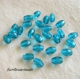 25 Stück - Glasschliffperlen oval - blue zircon