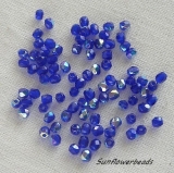 50 Stück - 3 mm Glasschliffperlen - cobalt AB