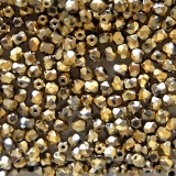 50 St.Glasschliffperlen 3 mm-crystal full gold