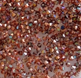 50 Stück - Glasschliff Bicone 3 mm - rosaline rainbow copper