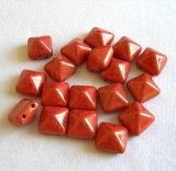 10 Stück - Pyramiden - red coral gold lüster