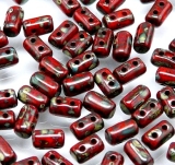 10 Gramm - Rulla beads - red coral travertin
