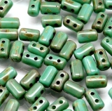10 Gramm - Rulla beads - grün türkis travertin dark