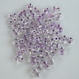 10 Gramm - Twinbeads - crystal mit Farbeinzug lila