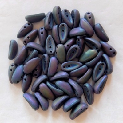 50 Stück - Preciosa Chilli beads - jet matt purple iris