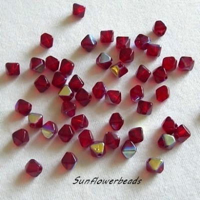 30 Stück - Bicone 6 mm - garnet AB