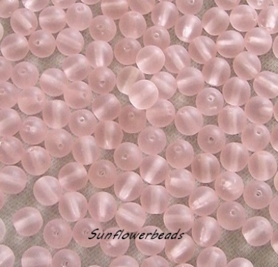 25 Stück - Glasperlen 6 mm - rosa matt