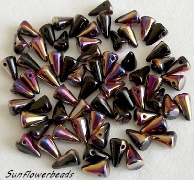 20 Stück - Spike beads - jet sliperit