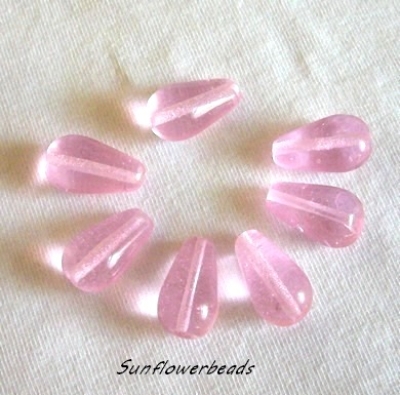 10 Stück - Glastropfen rosa